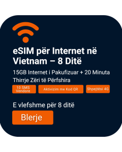 Aktivizo eSIM Zëri & Të Dhënash 8-Ditëshe për Vietnamin (15GB Të Pakufizuara + 20 Minuta)