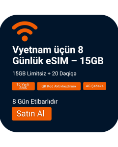 Vietnam 8-Day Voice & Data eSIM/SIM Card 15GB Unlimited + 20 Minutes azerbaijan