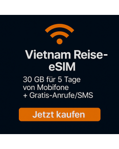 Vietnam Reise-eSIM – 30 GB für 5 Tage von Mobifone + Gratis-Anrufe/SMS