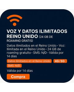 VOZ Y DATOS ILIMITADOS REINO UNIDO (24 GB DE ROAMING GRATIS)