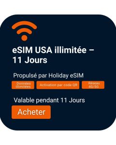 Acheter l'eSIM USA avec données illimitées pour 11 jours de voyage