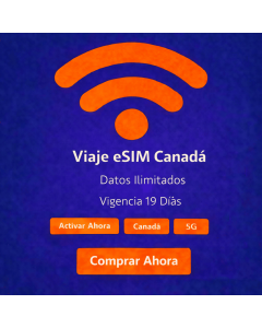 19 días de eSIM ilimitada para Canadá