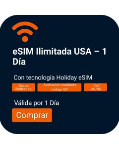Activa tu eSIM de datos ilimitados para EE. UU. por 1 día de viaje