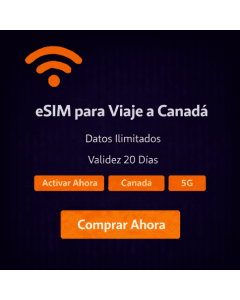20 días de eSIM ilimitada para Canadá