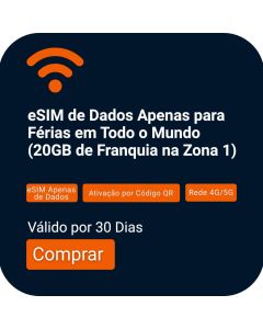Ative o eSIM Orange Holiday de 20GB para o Mundo | 30 dias | Mais de 100 países