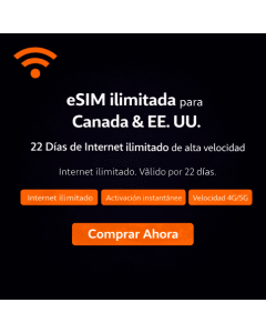 22 días de eSIM ilimitada para Canadá