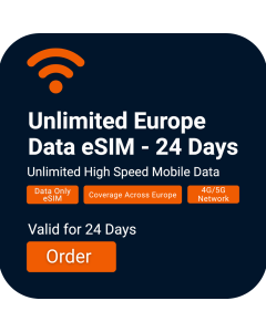 Activate Unlimited Europe Data eSIM | £54 | 24 Day Validity