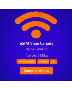 26 días de eSIM ilimitada para Canadá