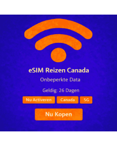26 dagen onbeperkt gebruik van een Canada eSIM