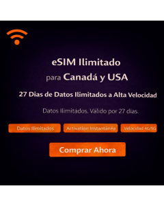 27 días de eSIM ilimitada para Canadá