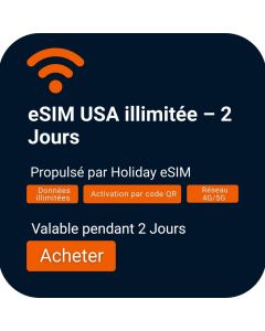 Achetez l'eSIM USA données illimitées pour un voyage de 2 jours