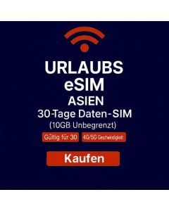 UNBEGRENZTE ASIEN-DATEN-SIM FÜR 30 TAGE, 10 GB HIGHSPEED-DATEN