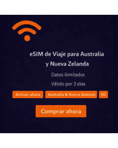 3 días de eSIM ilimitada para Nueva Zelanda y Australia