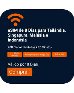 Order Thailand, Singapore, Malaysia & Indonesia 8-Day Voice/Data eSIM (2GB Daily Unlimited + 20 Minutes) 