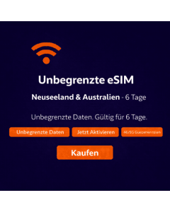 6 Tage unbegrenzte eSIM für Neuseeland und Australien