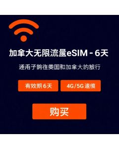 加拿大无限量 eSIM - 6 天