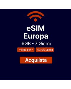 Travelers Weekend eSIM Europe 6GB (solo dati) Valido per 7 giorni 
