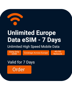 Install Unlimited Europe Data eSIM | £24 | 7 Day Validity