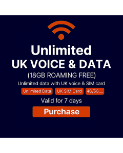 7-Day Unlimited Three Mobile UK and Roaming SIM Card  - Unlimited UK Calls and Texts