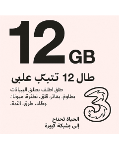 Three Data Only SIM Card 12GB