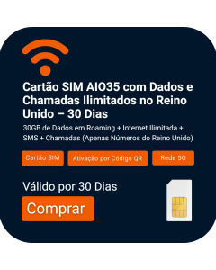 Compre o Three Mobile Go Roam SIM: Voz e Dados Ilimitados | £35  | 30 dias