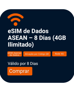 ASEAN – eSIM de Dados para 8 Dias (4GB Ilimitado)