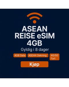 UBEGRENSET ASEAN 8-DAGERS DATA SIM 4 GB HØYHASTIGHETSDATA
