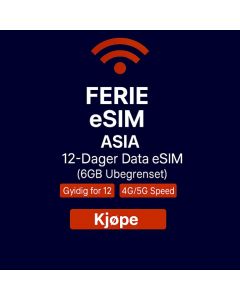 UBEGRENSET ASIA 12-DAGERS DATA eSIM 6 GB HØYHASTIGHETSDATA