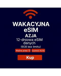 NIEOGRANICZONA KARTA SIM AZJA 12 DNI DANYCH 6 GB SZYBKICH DANYCH