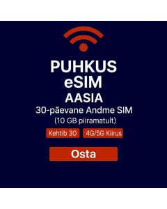 PIIRAMATU AASIA 30-PÄEVANE ANDME- SIM 10 GB KIIRED ANDMED