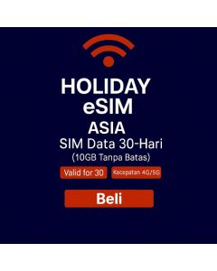 eSIM DATA ASIA TANPA BATAS 30 HARI DATA KECEPATAN TINGGI 10GB