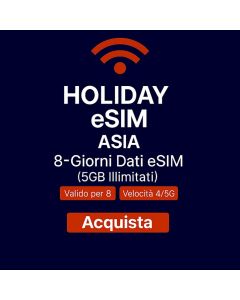 eSIM DATI ASIA ILLIMITATA PER 8 Giorni 5 GB DI DATI AD ALTA VELOCITÀ