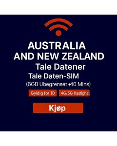 UBEGRENSET AUSTRALIA OG NEW ZEALAND 10-DAGERS DATA SIM 6 GB HØYHASTIGHETSDATA