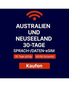 UNBEGRENZTE DATEN-SIM FÜR AUSTRALIEN UND NEUSEELAND FÜR 30 TAGE, 12 GB HIGHSPEED-DATEN