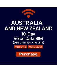 Australia and New Zealand 10-Day Voice Data eSIM (6GB unlimited+ 40Mins)