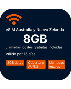 Australia, Nueva Zelanda eSIM de ocho GB con llamadas de voz