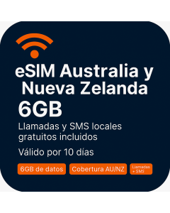 Australia, Nueva Zelanda eSIM de seis GB con llamadas de voz