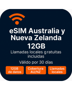Australia, Nueva Zelanda eSIM Doce GB con llamadas de voz