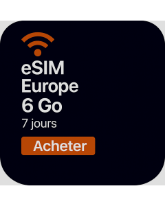 Travelers Weekend eSIM Europe 6GB (Données uniquement) Valable 7 jours 