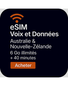 eSIM 6 Go DE DONNÉES HAUT DÉBIT ILLIMITÉES POUR L'AUSTRALIE ET ​​LA NOUVELLE-ZÉLANDE, 10 JOURS