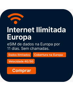 Ativar o eSIM de Dados Ilimitados da Europa | 32 libras | Validade de 11 dias