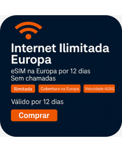 Ativar o eSIM de Dados Ilimitados da Europa | 33 libras | Validade de 12 dias