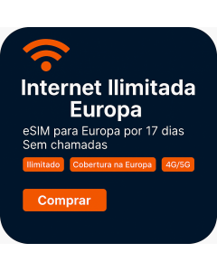 Ativar o eSIM de Dados Ilimitados da Europa | 44 libras | Validade de 17 dias