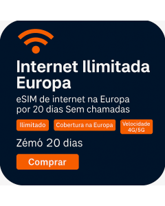 Ativar o eSIM de Dados Ilimitados da Europa | 49 libras | Validade de 20 dias