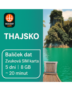 NEOMEZENÁ DATA V THAJSKU NA 8 DNÍ eSIM 5GB VYSOKÁ RYCHLOST DATA