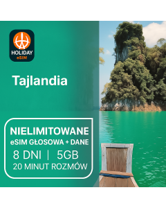 NIEOGRANICZONA TAJLANDIA 8 DNI eSIM DATA 5 GB DUŻA PRĘDKOŚĆ