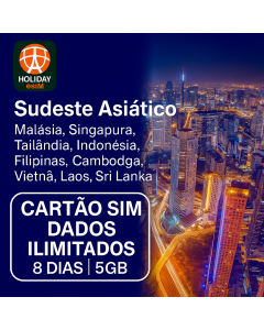 SIM DE DADOS DE 8 DIAS ILIMITADO DO SUDESTE DA ÁSIA 5 GB DE DADOS DE ALTA VELOCIDADE
