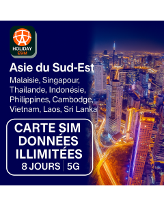 ASIE DU SUD-EST ILLIMITÉE 8 JOURS DE DONNÉES SIM 5GB DONNÉES HAUTE VITESSE