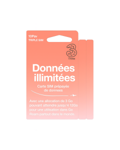 Carte SIM Three Mobile Royaume-Uni et Roaming – 7 Jours Illimités – Appels et SMS illimités au Royaume-Uni