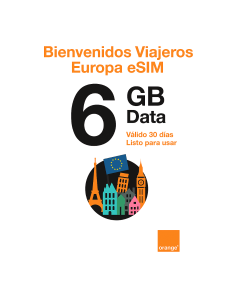Travelers Weekend eSIM Europa 6GB – Internet Rápida 4G/5GLTE por 30 Dias em Mais de 30 Países